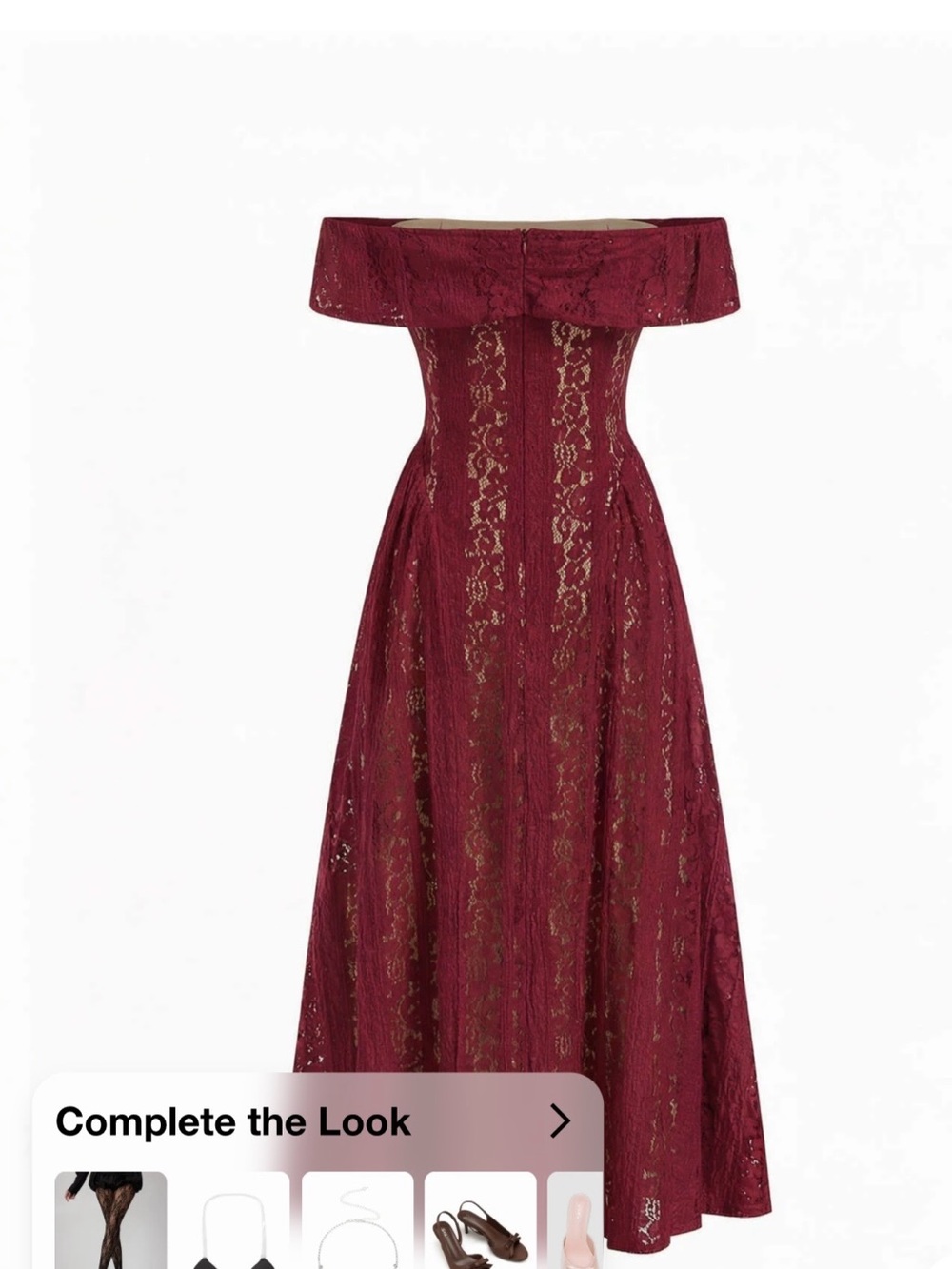 Cider Medium Brand new never worn Off Shoulder Lace Evening Dress in Burgundy